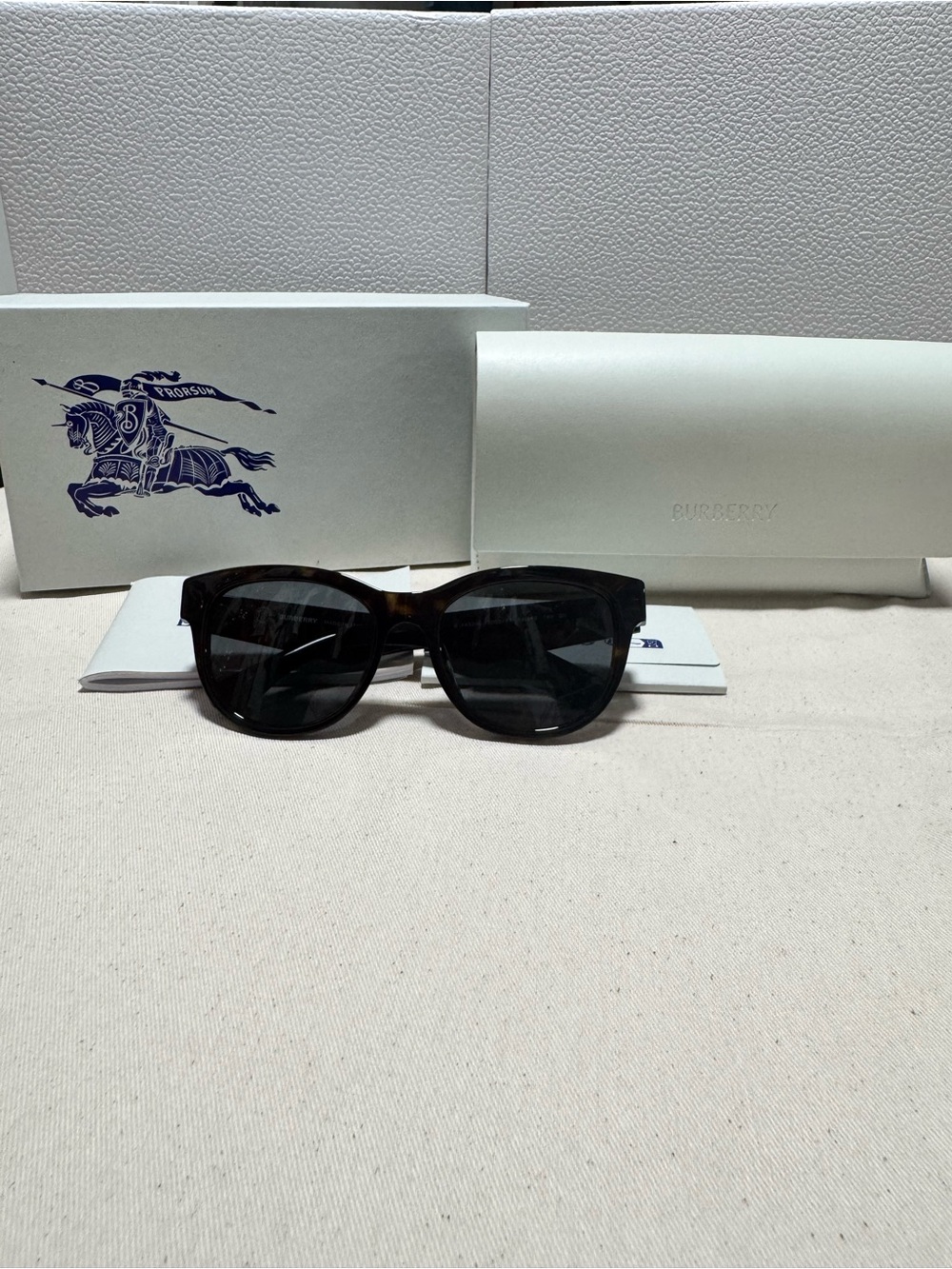 Burberry Men’s Dark Tortoiseshell Frame Black Lenses Sunglasses